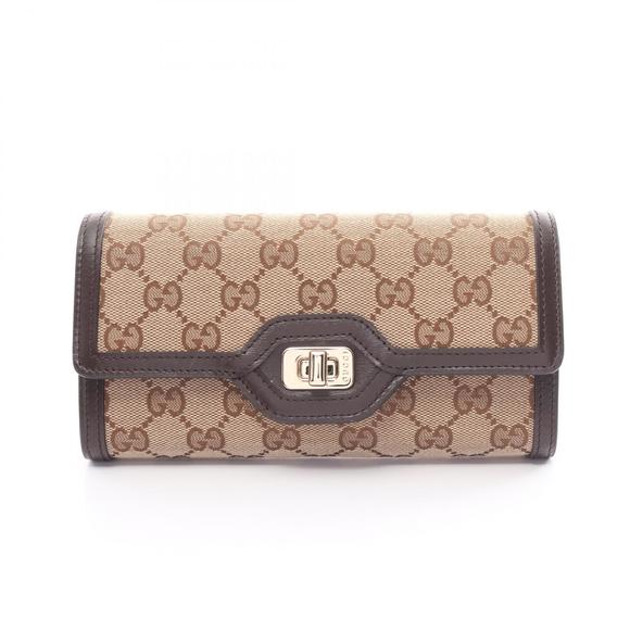 Gucci Luce GG Canvas Bifold Long Wallet Leather Beige Brown - Picture 1 of 6